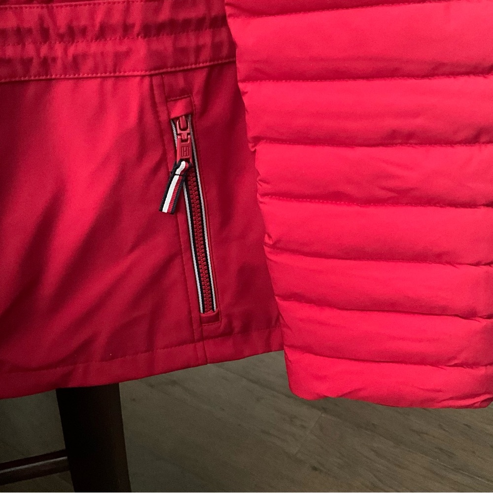 NWT Tommy Hilfiger Woman’s Winter Coat Quilted Jacket Red Coat - Picture 8 of 10